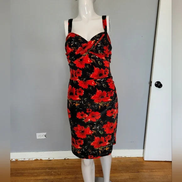 Bettie Page by Tatyana Glam Poppy Pencil Dress, VGUC, Size M - Picture 2 of 7